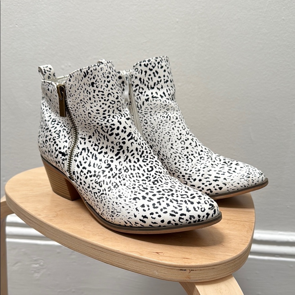 Stylish White and Black Ankle Boots